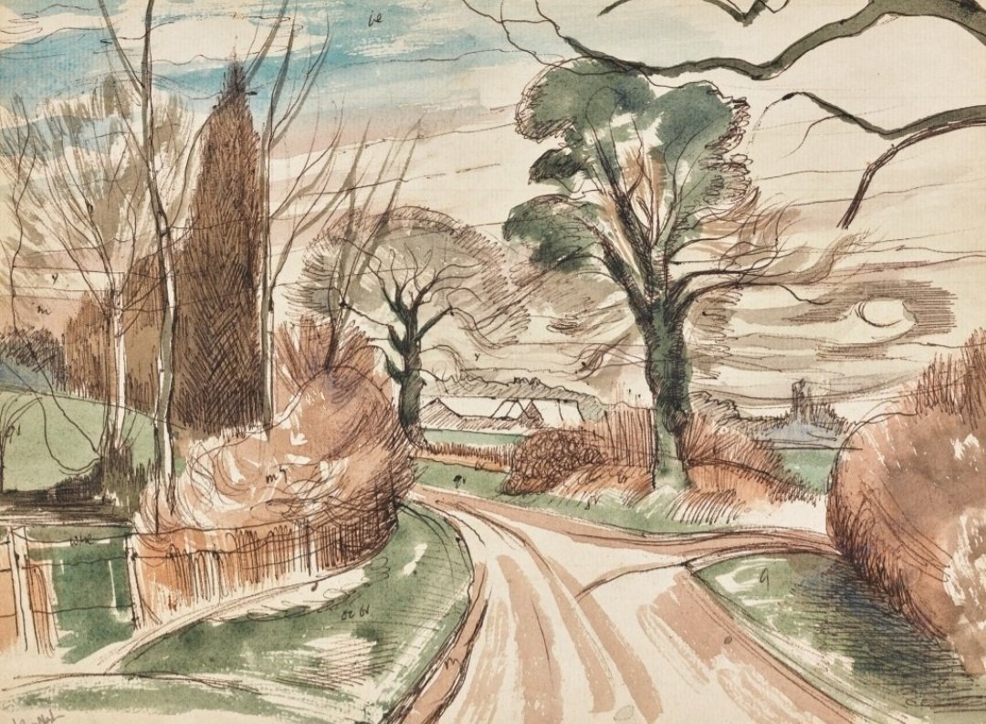 John Nash wrote about the constancy in the natural and historic landscape, with its cycles of life and death, and rhythmic change. This is his 'Lane in Wormingford,' the Essex village he moved to 1945; his house he left to the writer the late Ronnie Blyth. An instance of rhythmic