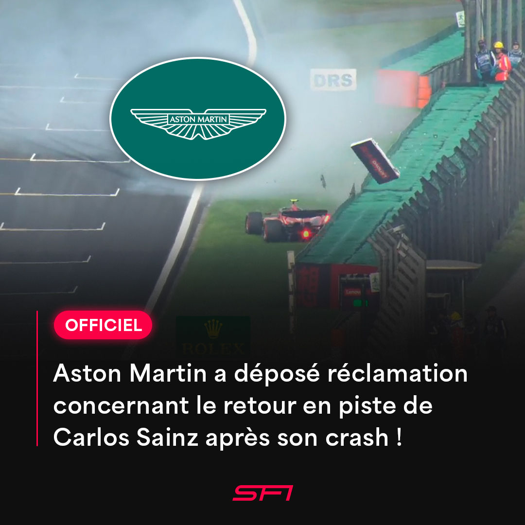 🚨 OFFICIEL : Aston Martin a déposé réclamation concernant le résultat des qualifications ! 🧑‍⚖️ Cette réclamation concerne le retour en piste de Carlos Sainz après s'être crashé en Q2, qui pourrait ne pas être autorisé. En effet, l'article 39.6 du règlement stipule clairement :