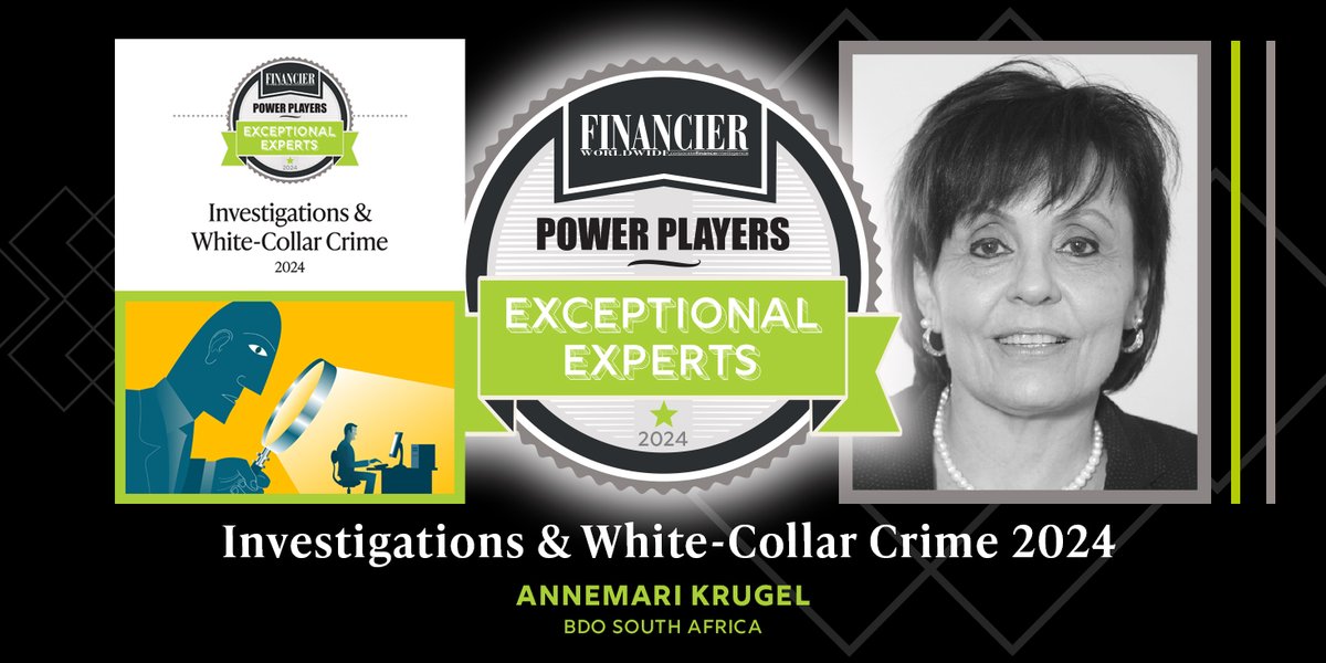 See what Annemari Krugel at @BDO_SA has to say about investigations and white-collar crime in our Power Players report: tinyurl.com/4d3xrhsr 

#WHITECOLLARCRIME #WCCEXPERTS