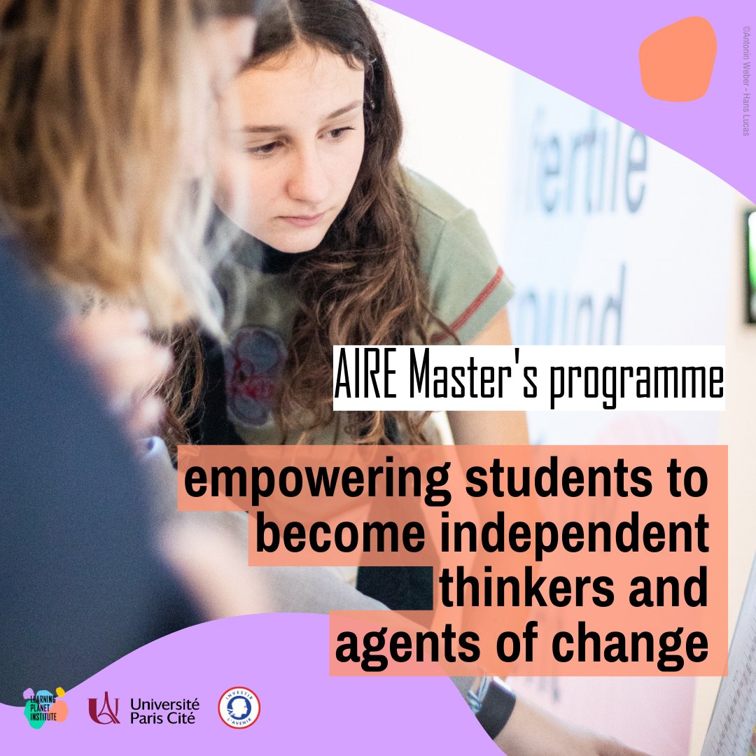 🙏 Submit your application now! 🤗 The AIRE Master is a national 2-year degree part of the EURIP Graduate School (@univ_paris_cite / @lpiparis_) offers opportunities to continue postgraduate studies with a 3-year PhD for selected applicants. 🔗 To apply: learningplanetinstitute.org/en/eurip-gradu…