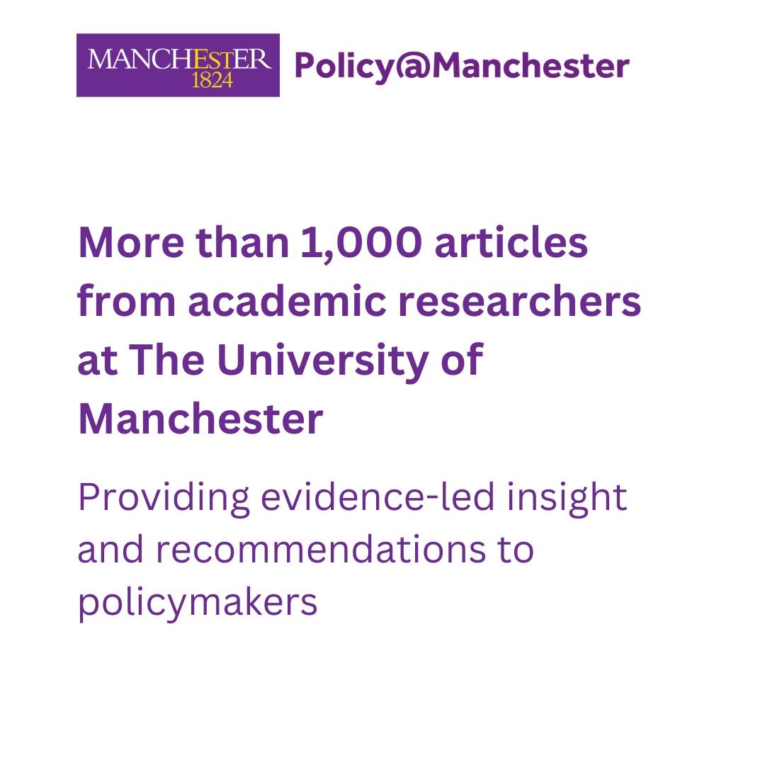 💭 Need some weekend reading? 📑 Our policy article series features over 1,000 pieces from researchers @OfficialUoM 🔎 We draw on world-leading research from @uomhums, @UoMSciEng & @FBMH_UoM to provide insight & policy recommendations Find out more 👇 blog.policy.manchester.ac.uk