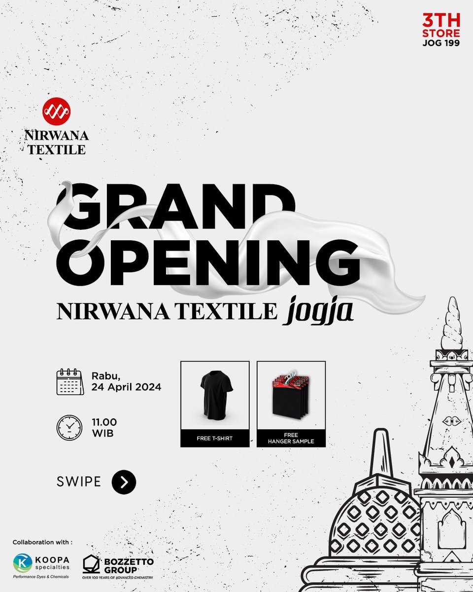 nirwanatextile's tweet image. Hallo Yogyakarta! MinT undang kalian semua  di Opening @nirwanatextile store yang baru, yang pastinya lebih keren dan lebih besar! Ditunggu yaa! 🤙🏻

#screenprinting #manualscreenprinting
#silkscreenprinting #sablon #sablonmanual
#sablondigital #localpride