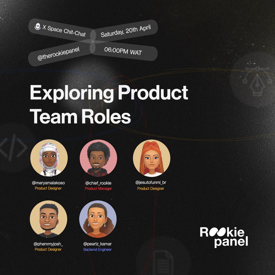 Fresh Perspectives Incoming! 🌟 Join @therookiepanel’s live Space TONIGHT at 6 PM WAT for a real talk with fresh voices in product management, design, and development. Don’t miss this chance to gain unique insights! 

#RookiePanelDebut #ProductManagement #UXDesign #DevTalks