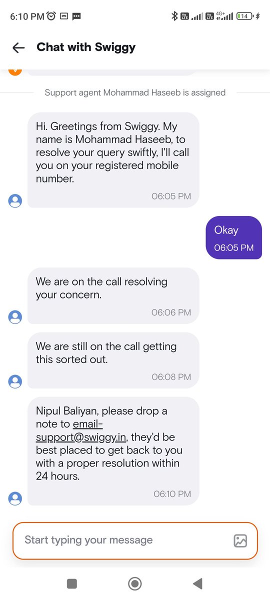 Dear @SwiggyCares your chat team and so called 'email specialist team' are nothing but a joke, you guys couldn't provide me the resolution for the last 8 days. Your email team doesn't even respond to me. What a pathetic downfall for @Swiggy in last one year.