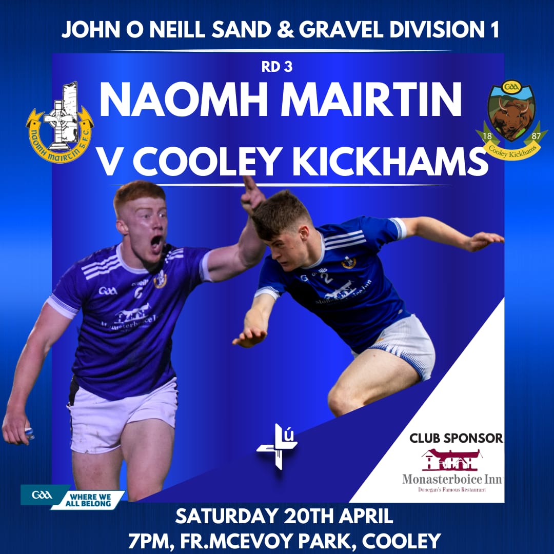 Best of luck to Men's Senior team in their Division 1 league match away to Cooley Kickhams this evening Saturday, throw in 7pm 🔵⚪️ #upthejocks