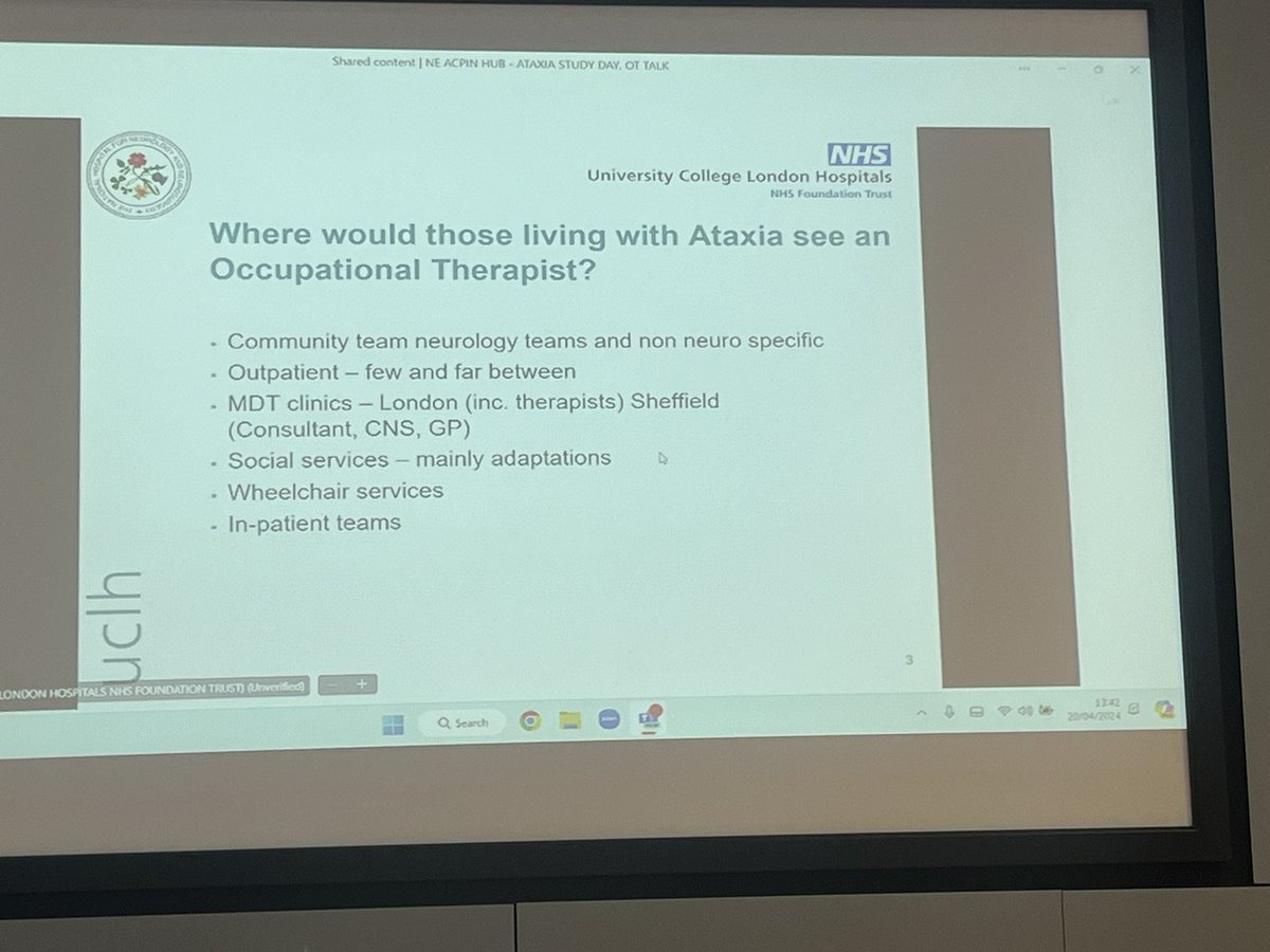 Kicking off the afternoon session joining us online to discuss all things occupational therapy for people with ataxia are Milli and Caroline from UCLH <a href="/NorthEastACPIN/">North East ACPIN Hub</a> <a href="/ACPIN_UK/">ACPIN</a>