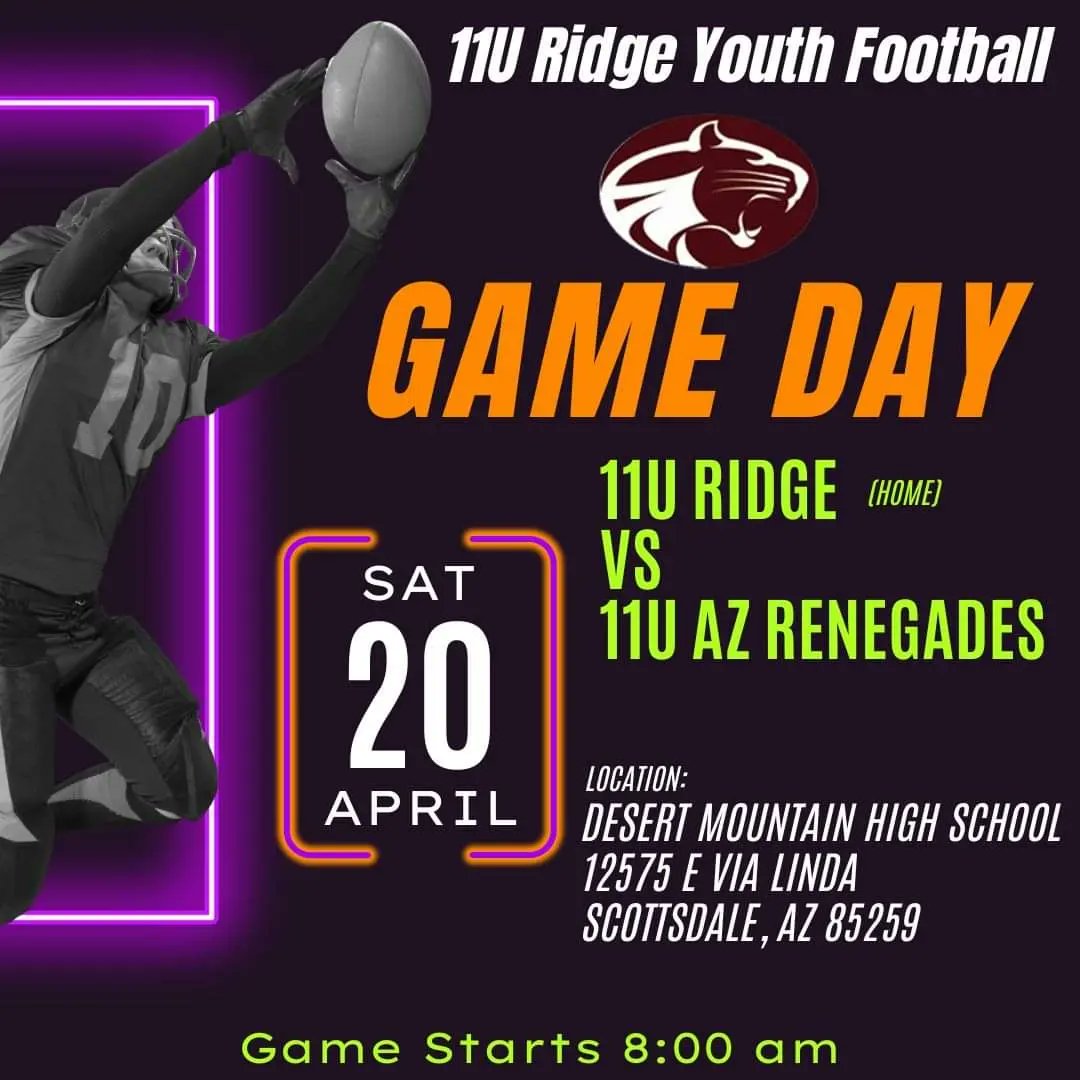 Game day. LET'S GO!!! @Ridge_Army @MtRidgeFootball @TheMRHS @DVUSD @thedigitalnest @westwingmustang @Tolly761 @gavinlutman18 @MauriLeBlanc