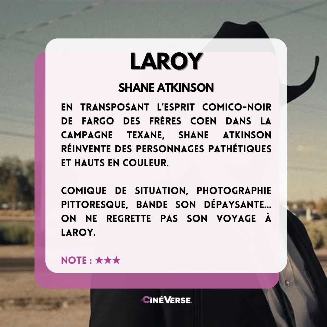 CineverseOff's tweet photo. 🚗 @KierosOMF revient en une micro-critique sur #LaRoy, actuellement au cinéma ! https://t.co/6i73SkfswQ