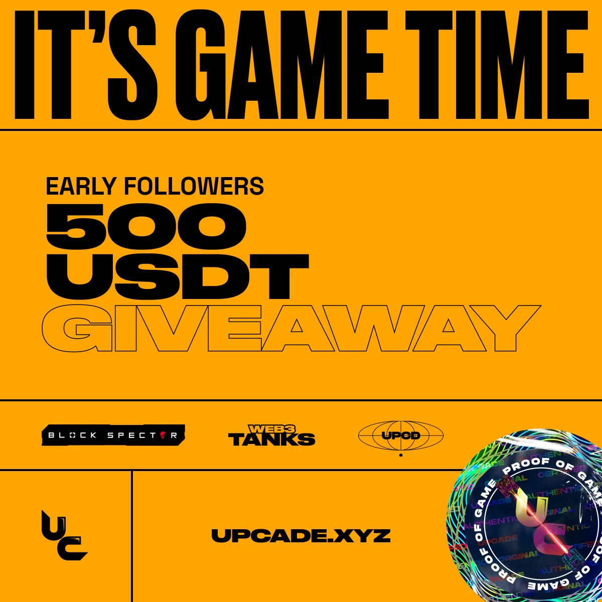 🎉 $500 USDT Giveaway 🚀

Want to win big? Get involved in our #Galxe campaign and tackle social tasks to earn $USDT!

New to #Upcade🕹️?

Upcade.xyz brings you real #web3 games in titles like #BlockSpector and #Tanks - where skill earns real rewards! Stay tuned as