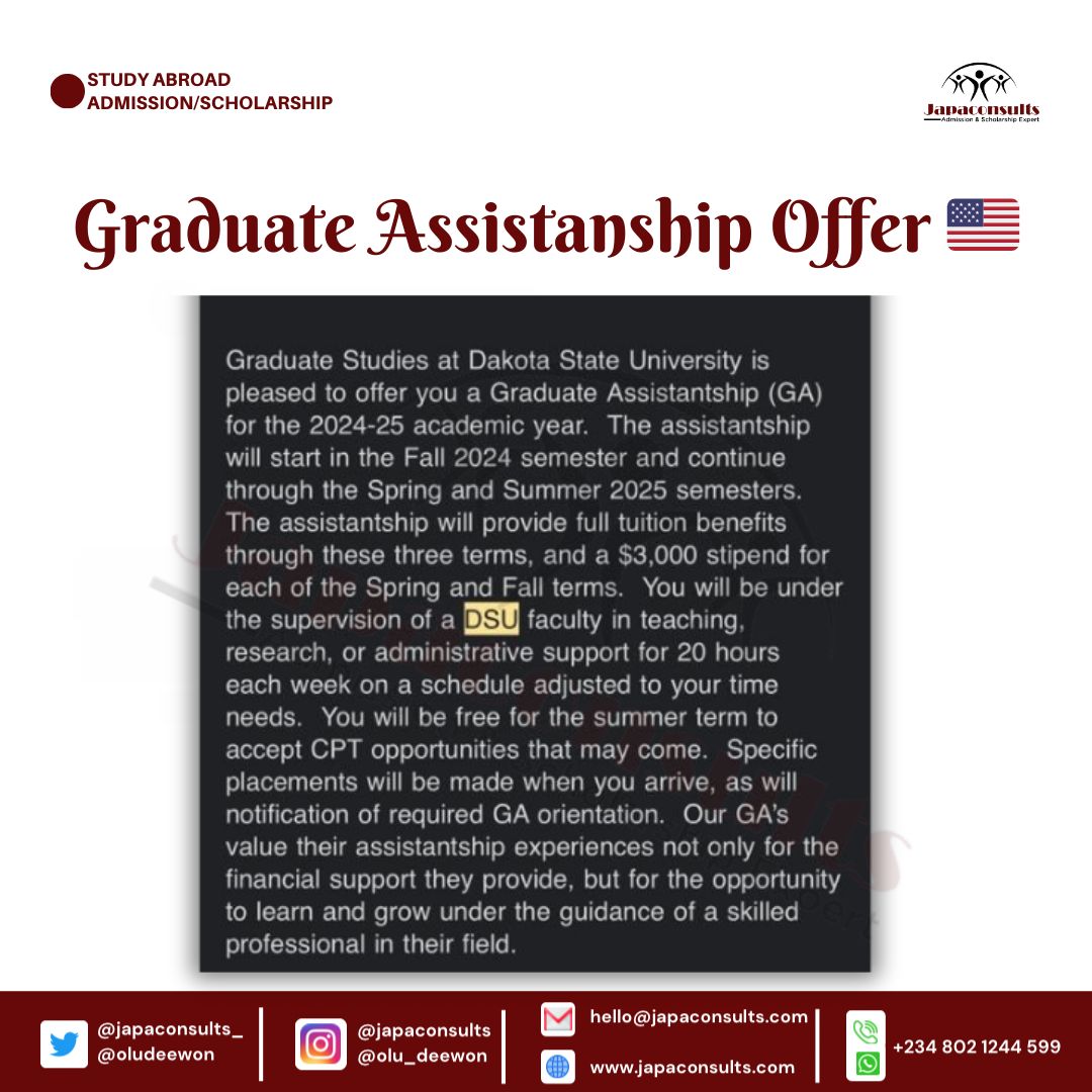 Scholarship offer for one of our clients in the USA🇺🇸 Read!