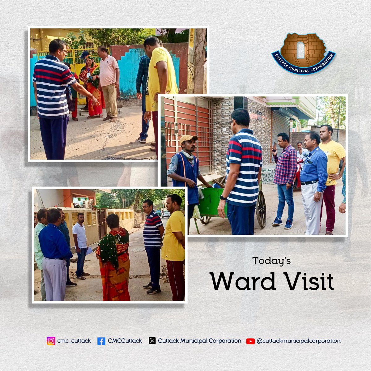 Today CMC Commissioner Shri Bijay Kumar Dash along with CMC Officials visited Ward no 54 & 55 and discussed about the various issues of the wards. #cmc #mocuttack