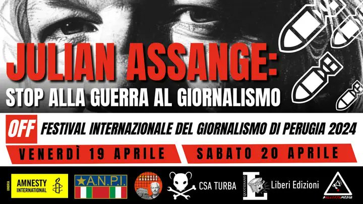 Oggi alle 17.30 presso la sede ANPI di #Perugia in via del Cortone 19 l'incontro ' Julian Assange è un giornalista?' con Tina Marinari di @amnestyitalia 
@noccioletta2 @AllertaMedia  #LiberiEdizioni