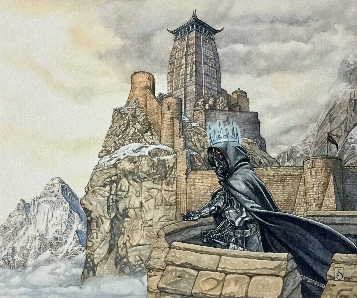 Back in my #etsy shop: Carn Dum, a Giclee Print inspired by Tolkien’s ‘Silmarillion’- the Witch-king of Angmar surveys his realm - perfect gift for a Tolkien fan. #tolkien #witchking #lordoftherings #tolkienprint #watercolour #tolkienart #lotr stephenwalshart.etsy.com/listing/206964…