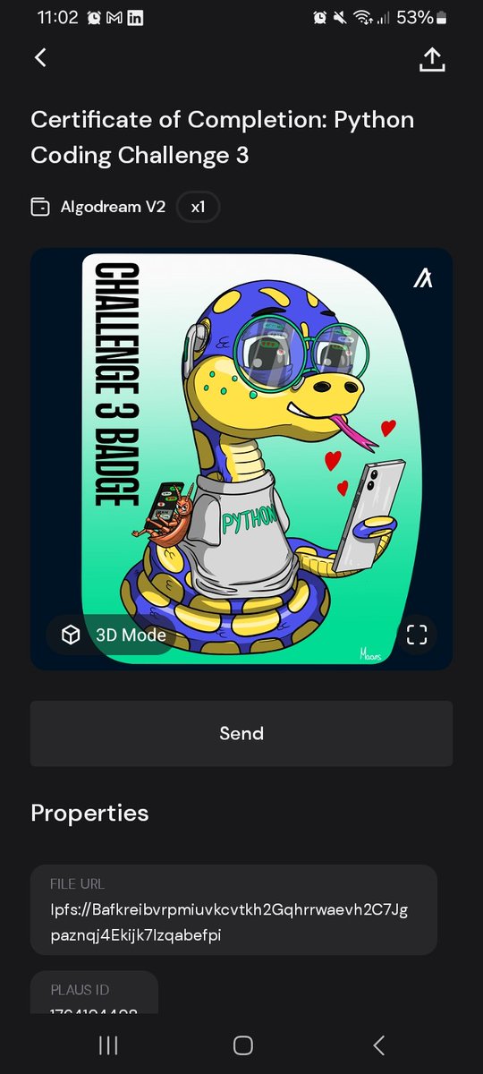 ganainmtech's tweet image. Look at this snazzy dude 😎

#AlgoCodingChallenge #Algorand #Python