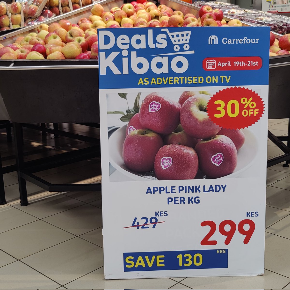 An apple a day just got sweeter! 🍎 Enjoy the crisp and juicy Pink Lady apples at 30% off per kg. Don't miss out on this delicious deal! Valid till 21st Sunday April. #CarrefourKenya #MoreForYou #GreatMoments @MajidAlFuttaim