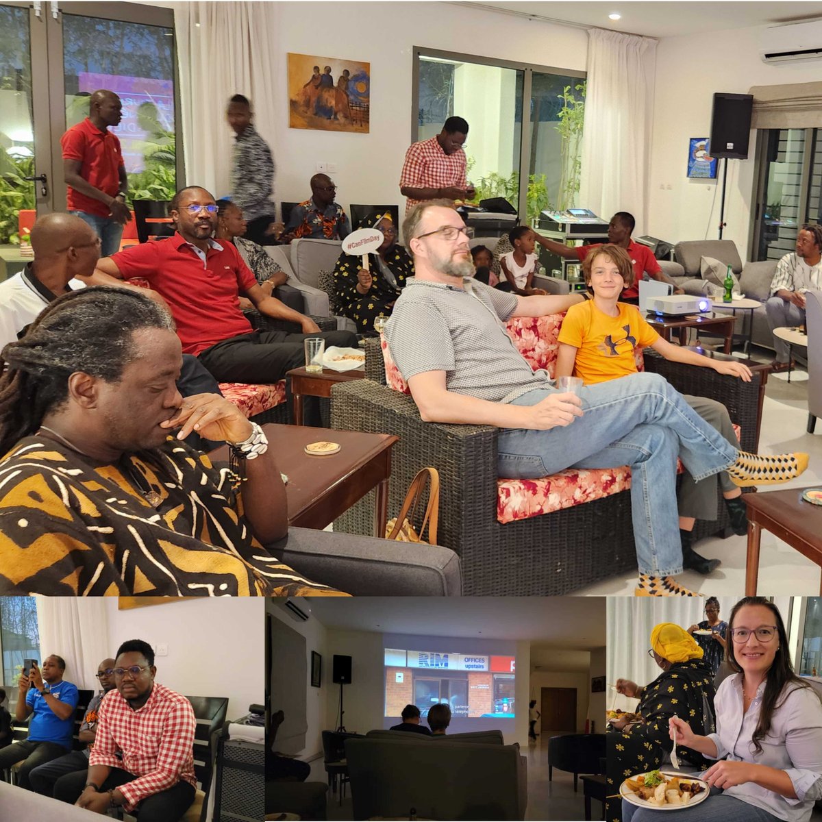 AmbCanBFA's tweet image. On ne pouvait pas manquer la Journée du cinéma canadien dans la capitale du cinéma africain📽️🎞️! 

En mode "afterwork" avec l’équipe, à l'occasion de #JourCineCan, nous avons visionné à la résidence 
 🇨🇦 au #BurkinaFaso, l'excellent film #BlackBerry. 

 Soirée très plaisante!🍿🎥