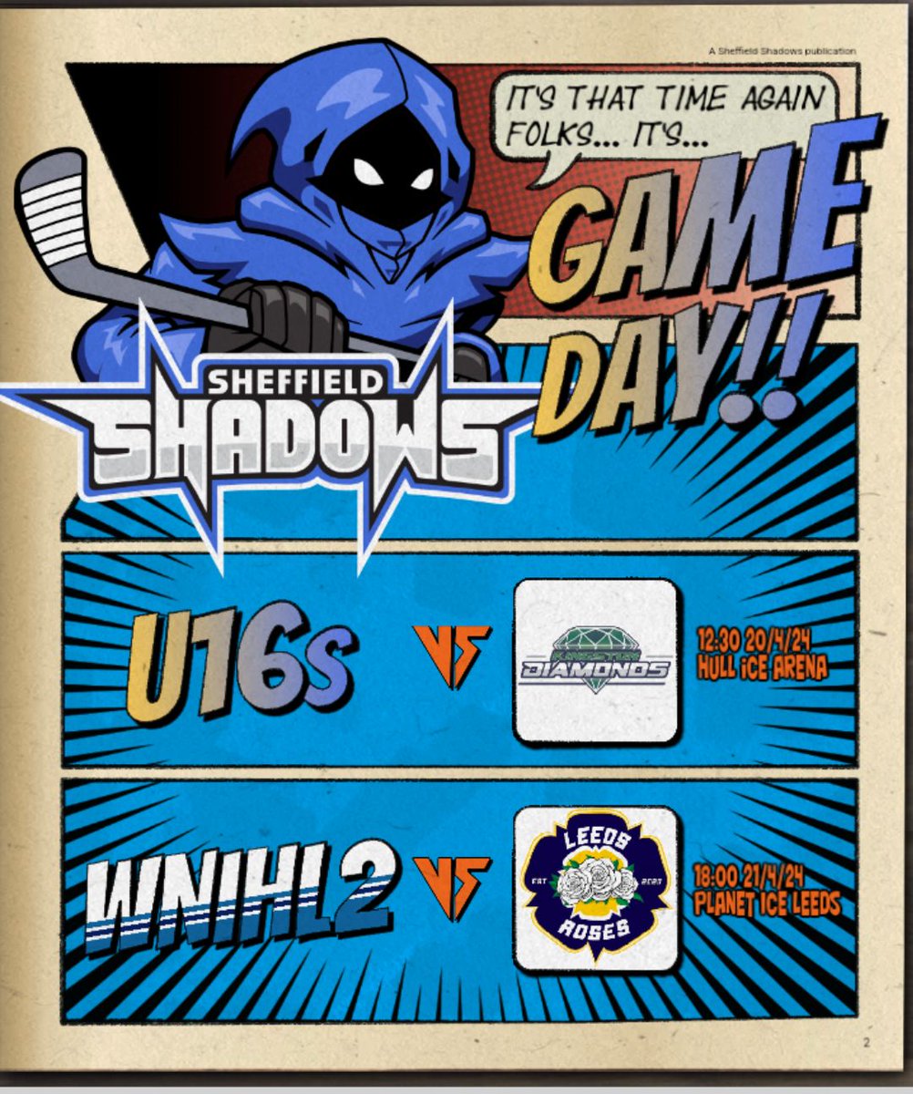 ShadowsWIHC's tweet photo. Weekend Games
This weekend our U16s are back in action up in Hull today and Sunday our WNIHL2 team take on the Leeds Roses.
#icehockeyuk #EIHA #wnihl #icehockey #womensicehockey #ThisGirlCan #sheffieldshadows #HockeyLife https://t.co/zPnZl00d8e