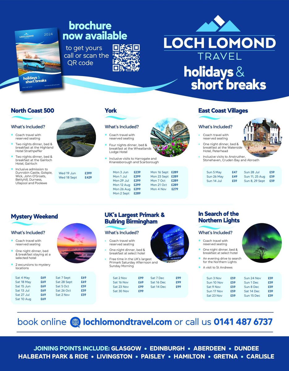 👀 Get planning your next great escape or trip away with our friends at Loch Lomond Travel. ℹ️ Grab a brochure from our shop on Commercial Street or get all the info here and apply for a full brochure online 👉 lochlomondtravel.com/brochure