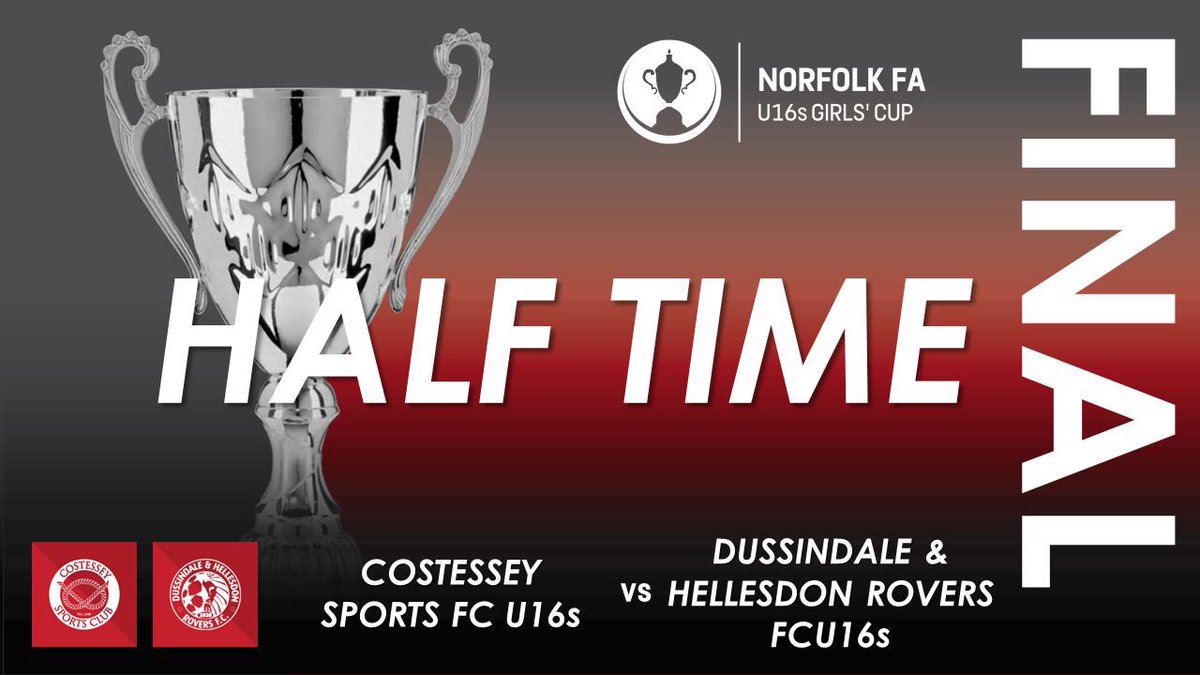 The half time score in this season’s Norfolk #U16sGirlsCup final.

@CostesseySports U16s 0-1 @HellesdonYthFC U16s

#NorfolkFootball ⚽️🏆