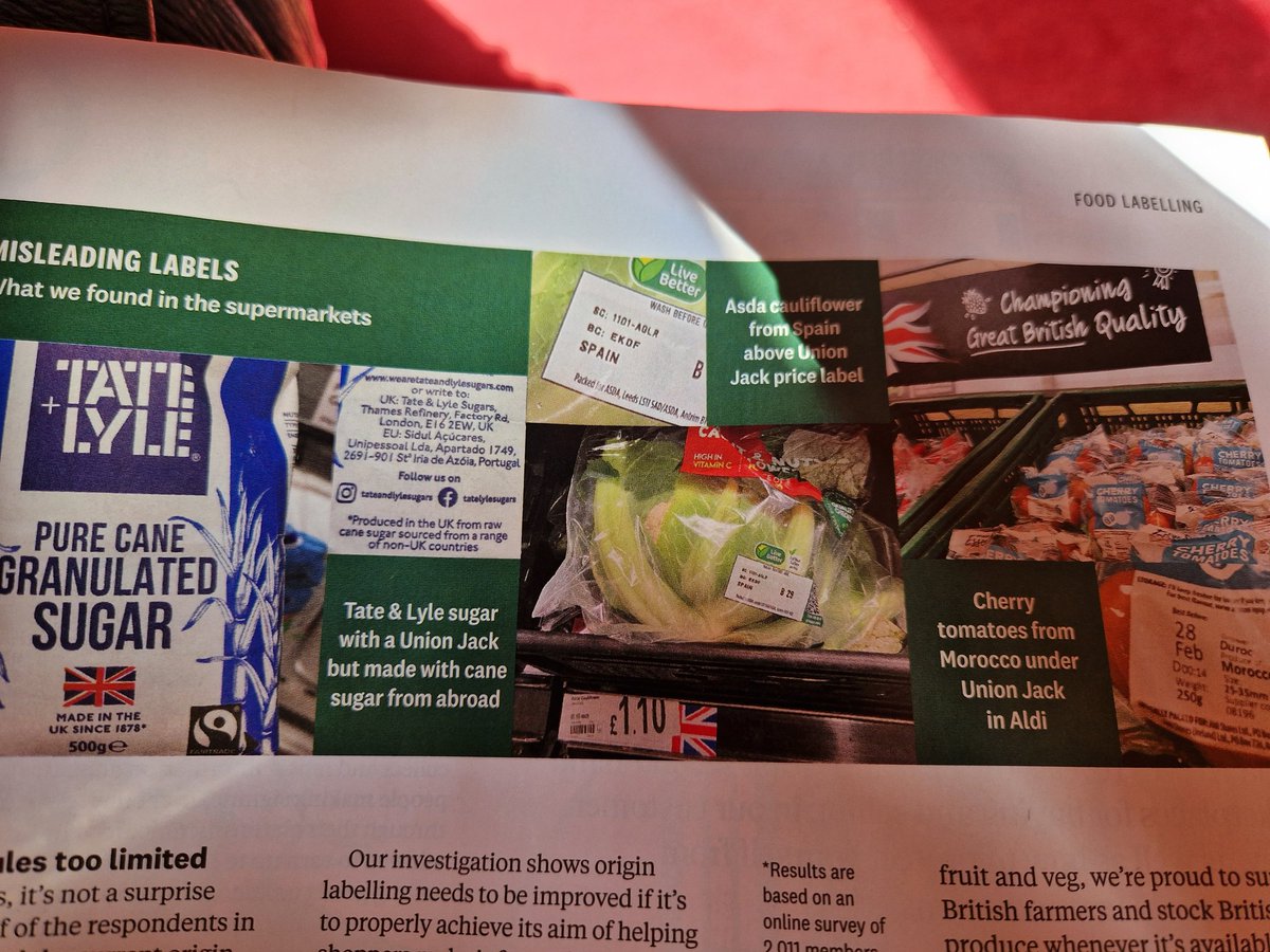 To further the #nofarmersnofood campaign.  I have opened up the latest #Which magazine and found these photos within the 'Origin Story' by #EllieSimmonds. Inconsistent & misleading labelling by several supermarkets. Food provenance is an issue for us all.
#fieldtofork