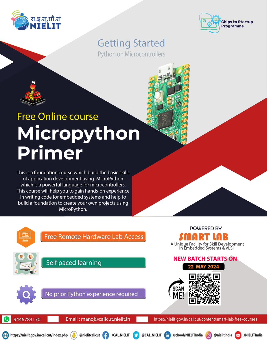 Free course on Micropython Primer #nielit #vlsi #embedded @NIELITIndia