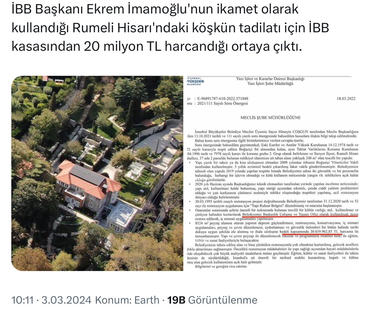 @ismailsaymaz Asıl sorulması gereken soru şu: 20 sene önce 30 m2 köfteci dükkanından başka sermayesi olmayan Ekrem İmamoğlu, siyasete girdikten sonra nasıl Türkiye nin sayılı zenginleri arasına girdi?