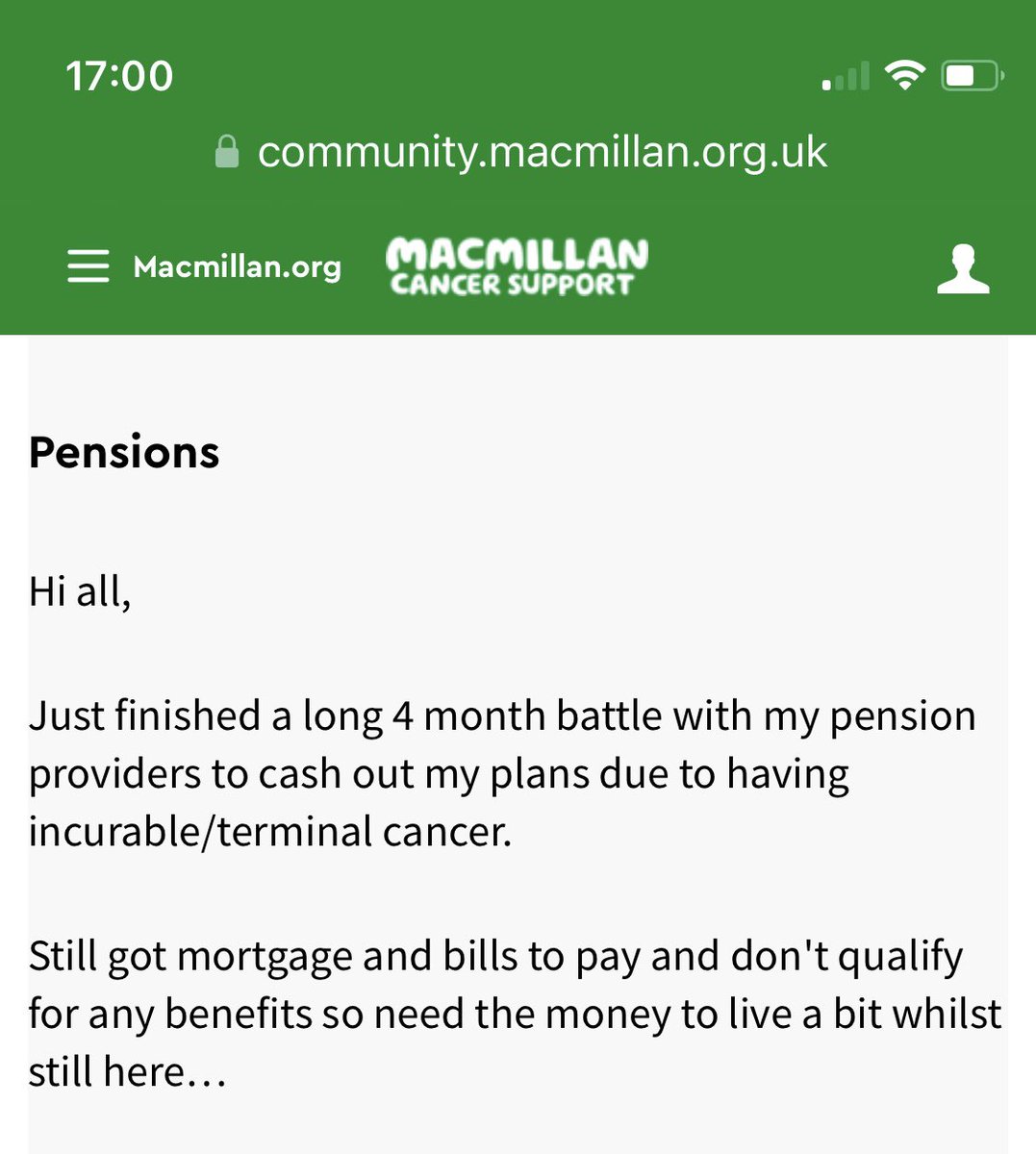 @Jo_Caulfield I have stage 4 breast cancer. My employer signed me not fit for work. The Govt say I am fit for work so I have no income. I cashed in a tiny pension and hope I die before it runs out. Here is just one post on a forum last night from one of many with the same experience