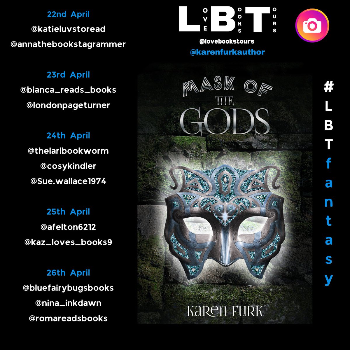 COMING SOON - #Virtualbooktour |Mask of the Gods by Karen Furk| Proudly organised by @lovebookstours #BookTour #LBTCrew #Bookreviews #Authorservices #Bookblogtours kellylacey.com/2024/04/20/com… via @KellyALacey