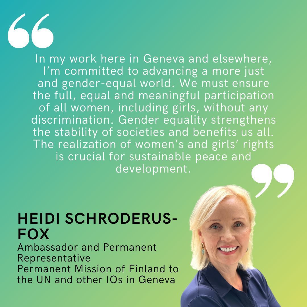 Welcome among the #INTGenderChampions in Geneva, Ambassador Heidi Schroderus-Fox of Finland to the UN and other IOs!🇫🇮🇺🇳 👉Read her commitments for #GenderEquality: buff.ly/4b3a82O @FinlandGeneva