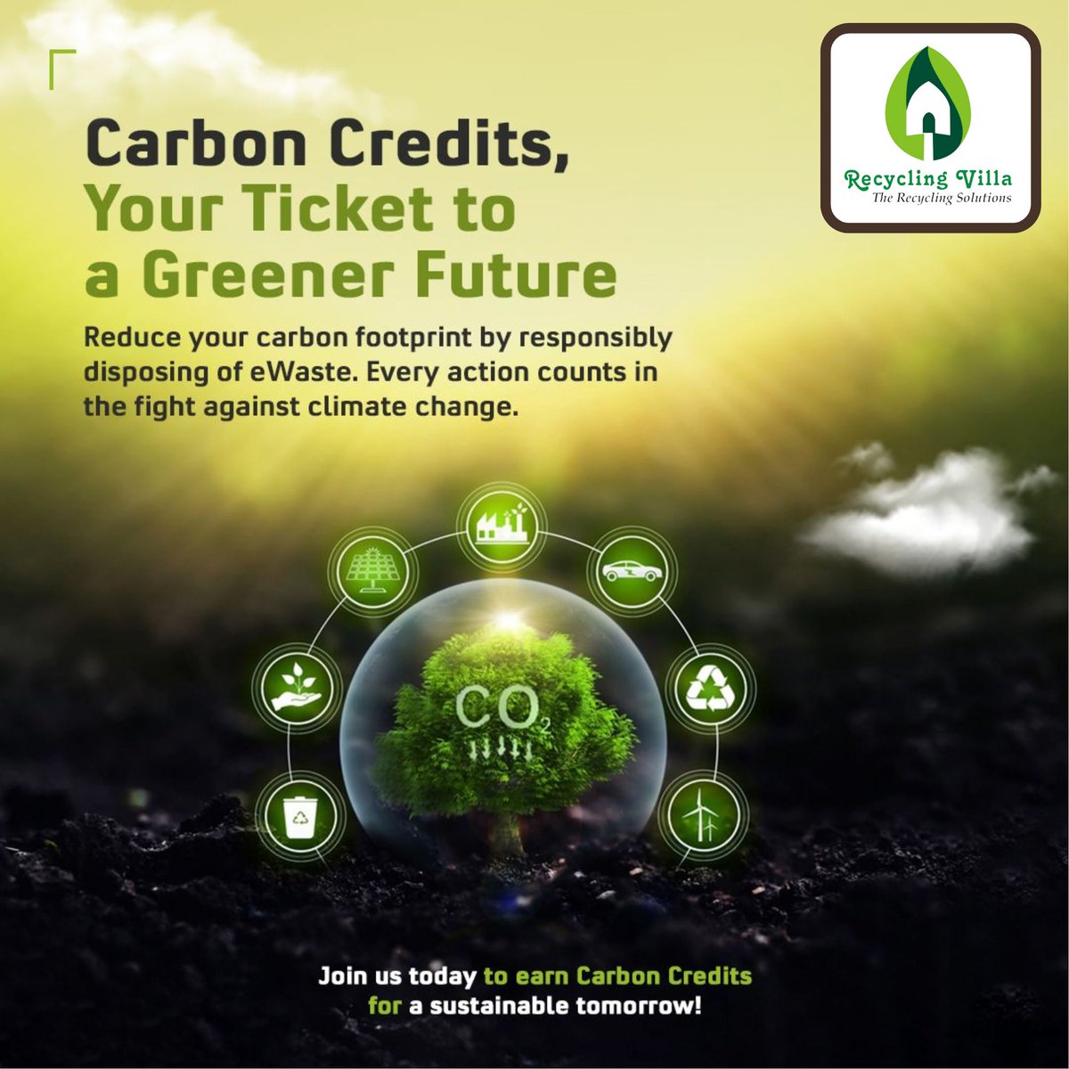 Did you know? Carbon credits help neutralize our carbon emissions, supporting eco-friendly initiatives worldwide. Take action, reduce your carbon footprint today! 🌍💡

#RecyclingVilla #CarbonCredits #Sustainability #EwasteIndia #ElectronicWaste #ReduceReuseRecycle #EcoFriendly