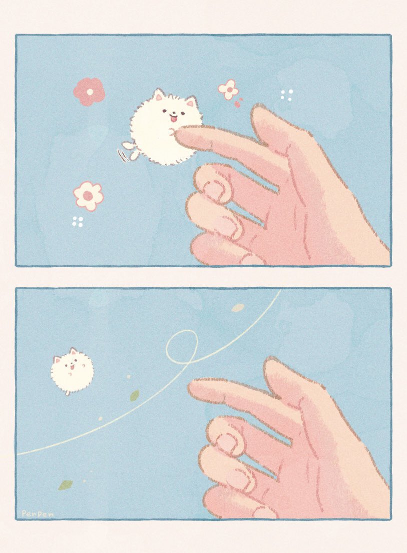 人懐っこいのに、すぐ風に飛ばされてどこかへ去ってしまう綿毛犬
#ゆるいイラスト