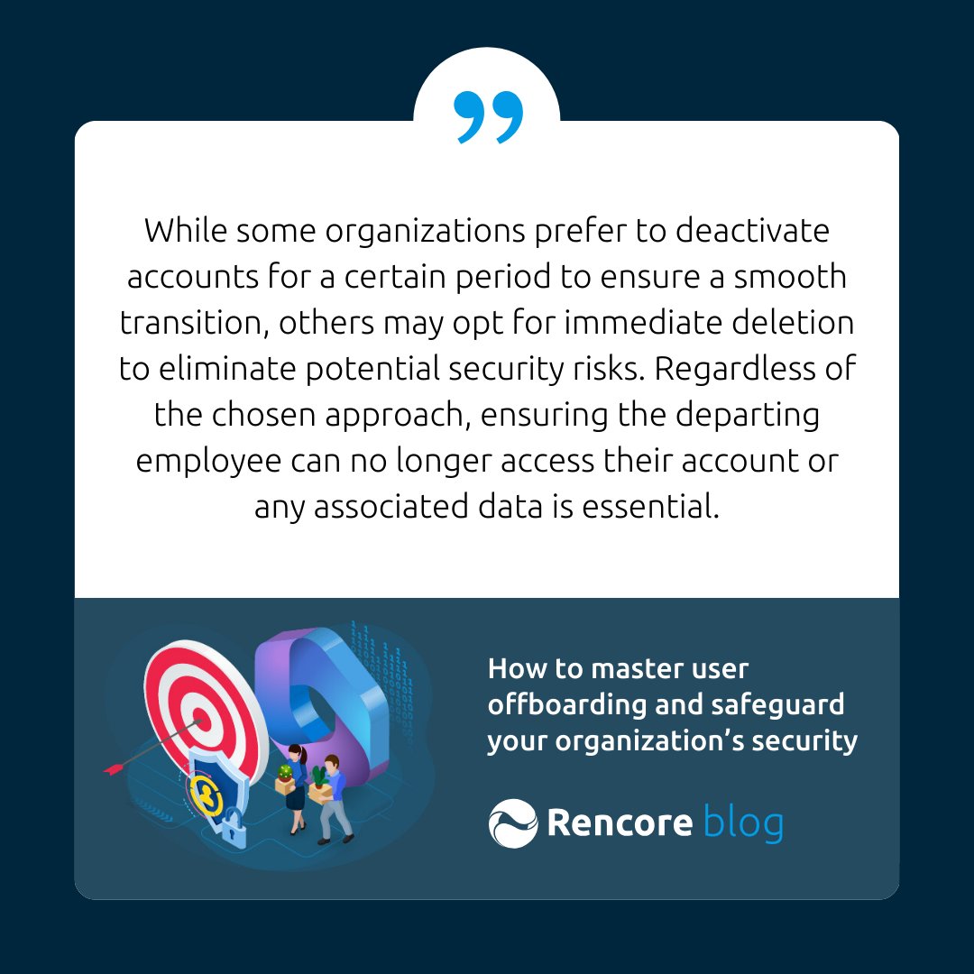 Transitioning employees out of an organization? Whether you prefer deactivation or immediate deletion, the goal remains the same: safeguarding your company's security. 🛡️ Learn why account closure is crucial and how to execute it effectively ✨ renco.re/3U84q9j