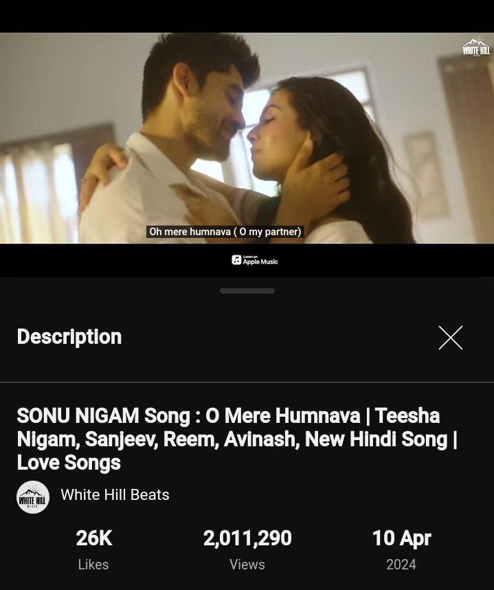 2Million of #OMereHumnava. 
Congratulations to all and us 🤍

#OMereHumnava #ReemShaikh #ReemSameerShaikh #AvinashMishra #SonuNigam #TeeshaNigam