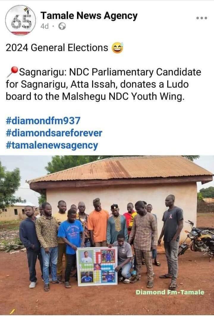 NDC disrespect for Northerners is just unbelievable, while Bawumia is giving the a fly over, Tamale Airport Terminal, Fire Service Training School etc, NDC is giving them Ludo? This is a sad for me, Northerners deserve better. 😢