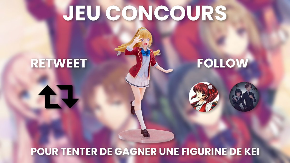 YoukosoZitsuFR's tweet photo. Jamais 1 sans 2 !

@DeriveFigurine continue de vous régaler avec une nouvelle figurine de Kei !

Comme d'habitude :

🔁RT + FOLLOW

@DeriveFigurine 
&amp;
@YoukosoZitsuFR 

Et tenter de gagner la magnifique figurine de kei, karuizawa school uniform 🍭

TAS le 27 avril 📅 https://t.co/n3JEvlK7aS