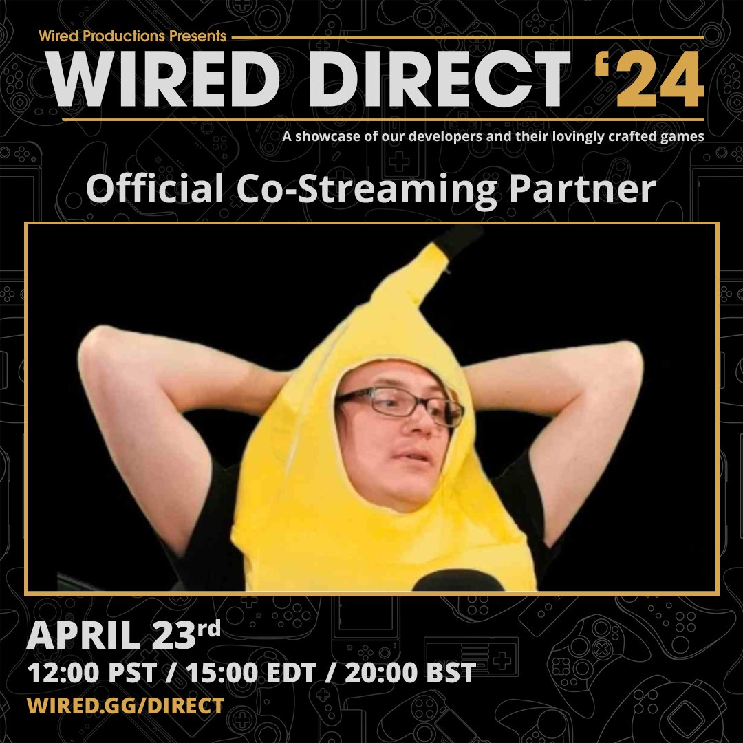 #Not sure @PirateSoftware is dressed as a banana 🍌or a long lemon 🍋 I do know he is watching #WiredDirect24 though. You should join him: Wired.gg/WiredDirect