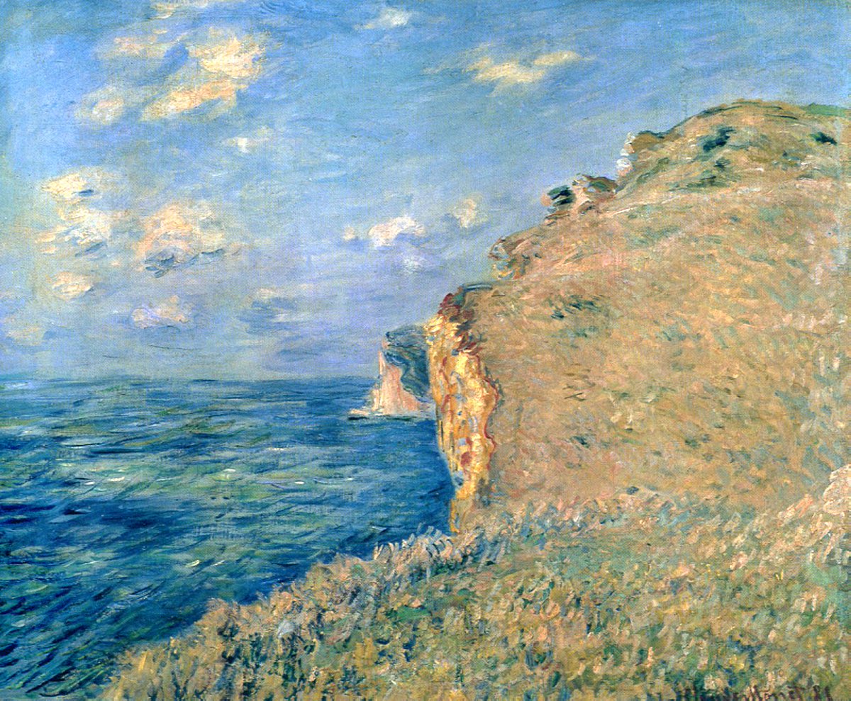 'Welcome what has been given to you, for Nature has brought this to you, and you to it.' ~ Marcus Aurelius, 'Meditations' Cliff at Fecamp (1881) 🎨 Claude Monet