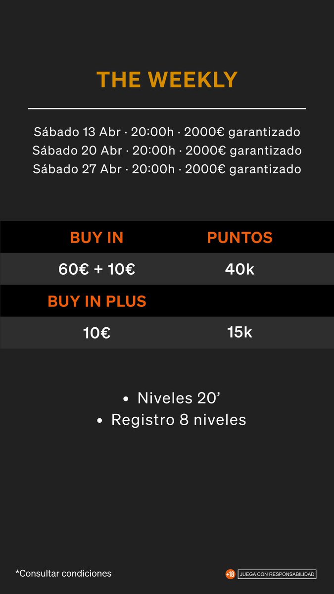 pokercvigo's tweet photo. Torneo semanal en @CasinoVigo 📍

Nos vemos a las 20.00h ⏰ https://t.co/8PKz2AFQ3G