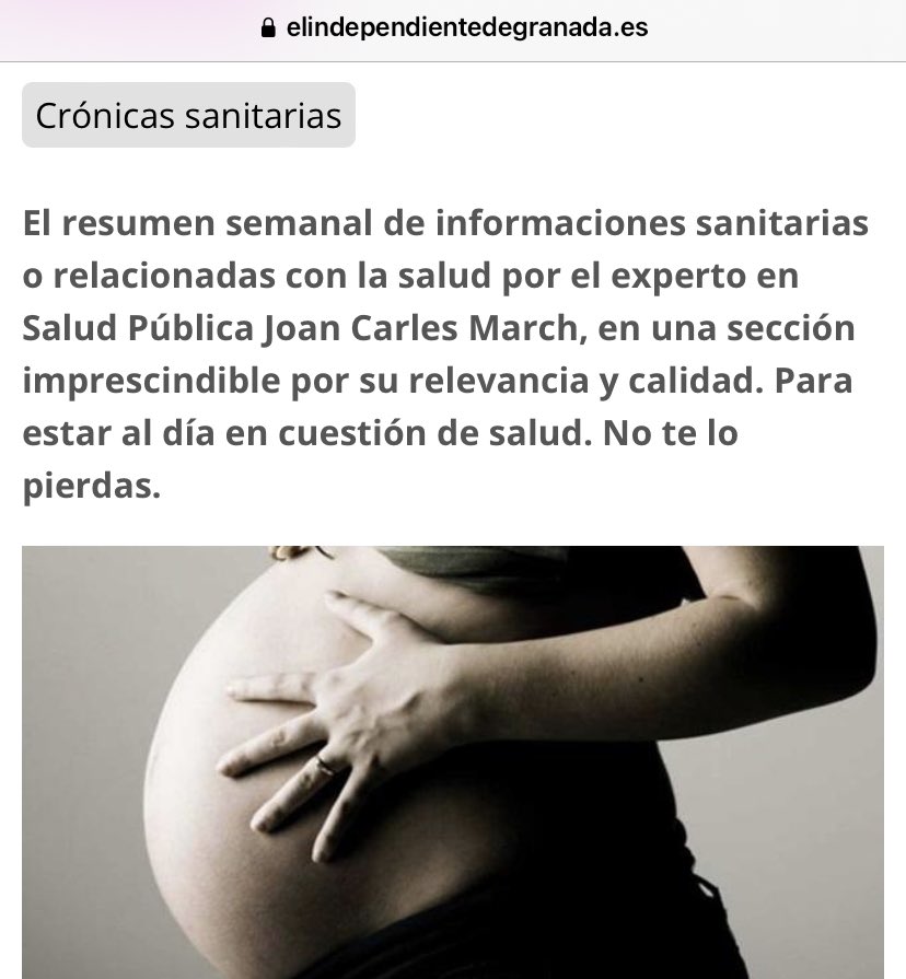 ❤️Adiós al mito de #comerpor2 y el control del peso en el #embarazo: déficit o exceso de kgs pueden derivar en diabetes gestacional o HTA

❌#hospitales en la diana de #ciberataques

🚵🏾‍♂️Ventajas de #correr despacio

Mis #CrónicasSanitarias @IndeGranada 

✅elindependientedegranada.es/ciudadania/cro…