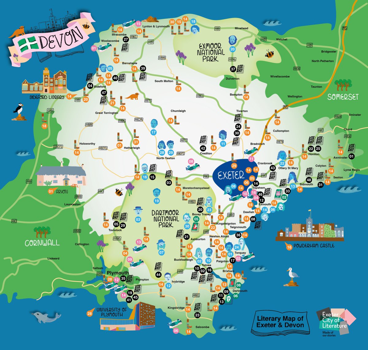 If you're lucky enough to live in Exeter or plan to visit our lovely #CityofLiterature soon, you'll be able to pick up a map across the city too! 📍Want to access a digital version of the map at any time? 🤖 Head to our website to download one: buff.ly/3TUuep7