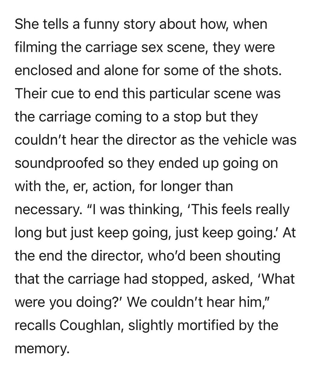 what do you mean nicola and luke kept going during the carriage scene because they couldn’t hear the director say cut 😭 i cant breathe