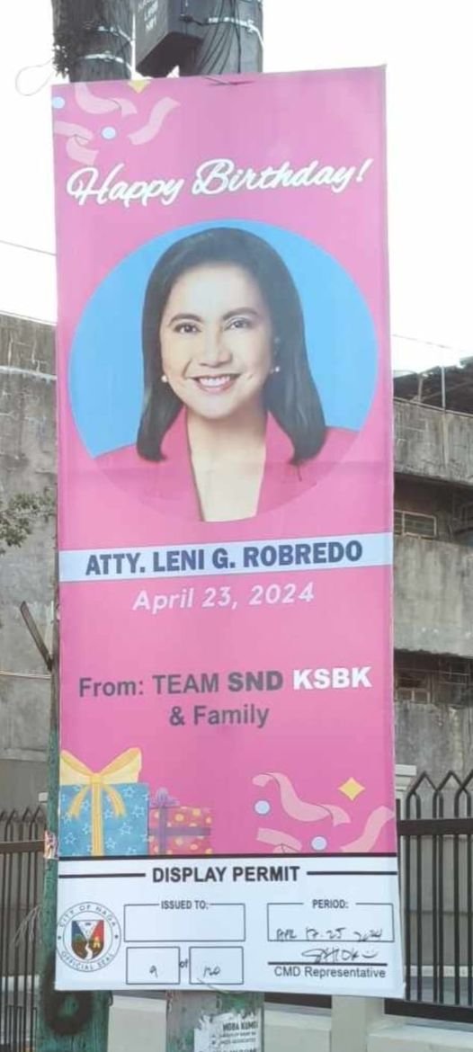 Advance birthday greetings for Atty. Leni Robredo in Naga City 🌷