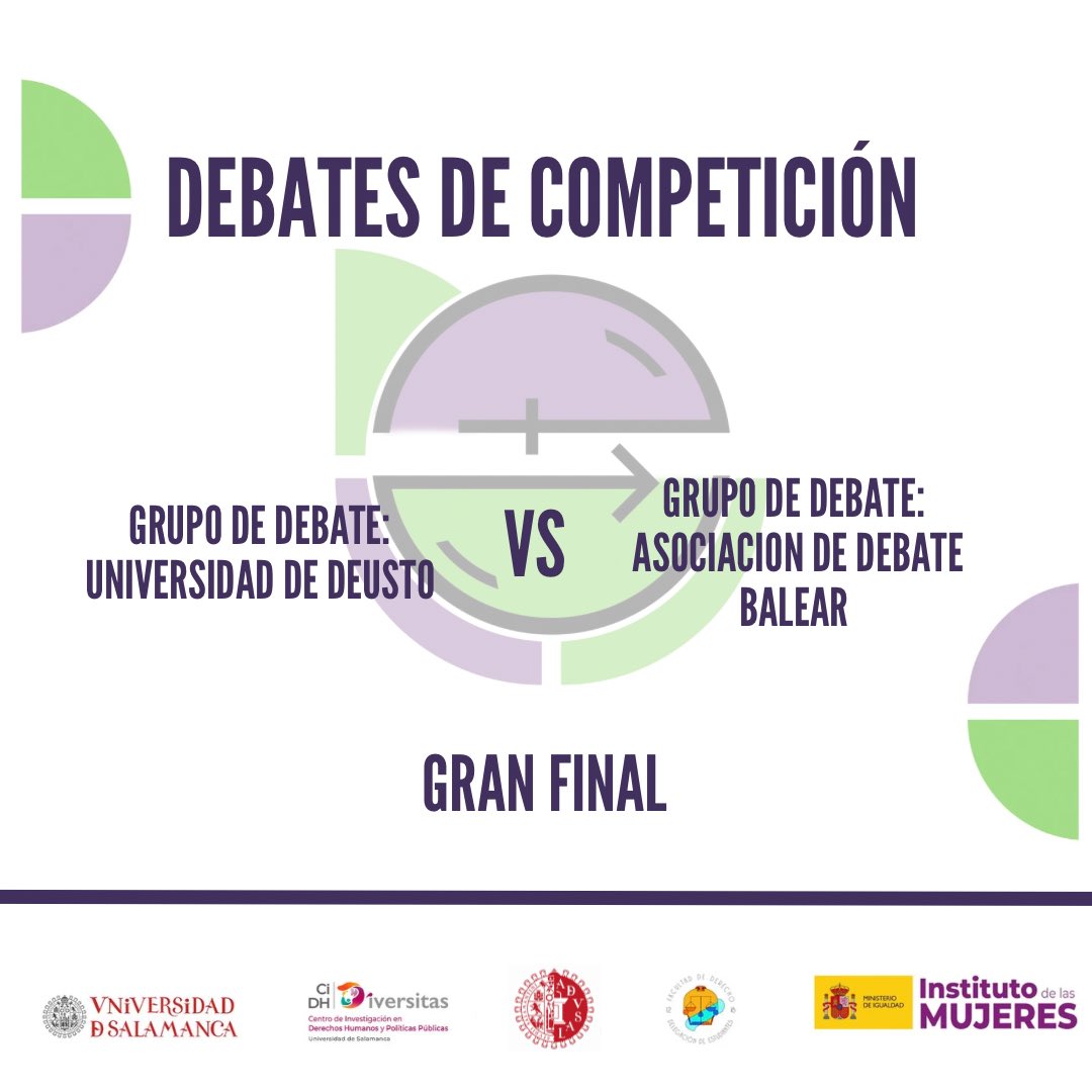 Ya ha iniciado la Gran Final del VII Foro de Debate Estudiantil sobre Igualdad. 

Mucho éxito a los dos equipos. 

#Igualdad #Mujeres #Derechos