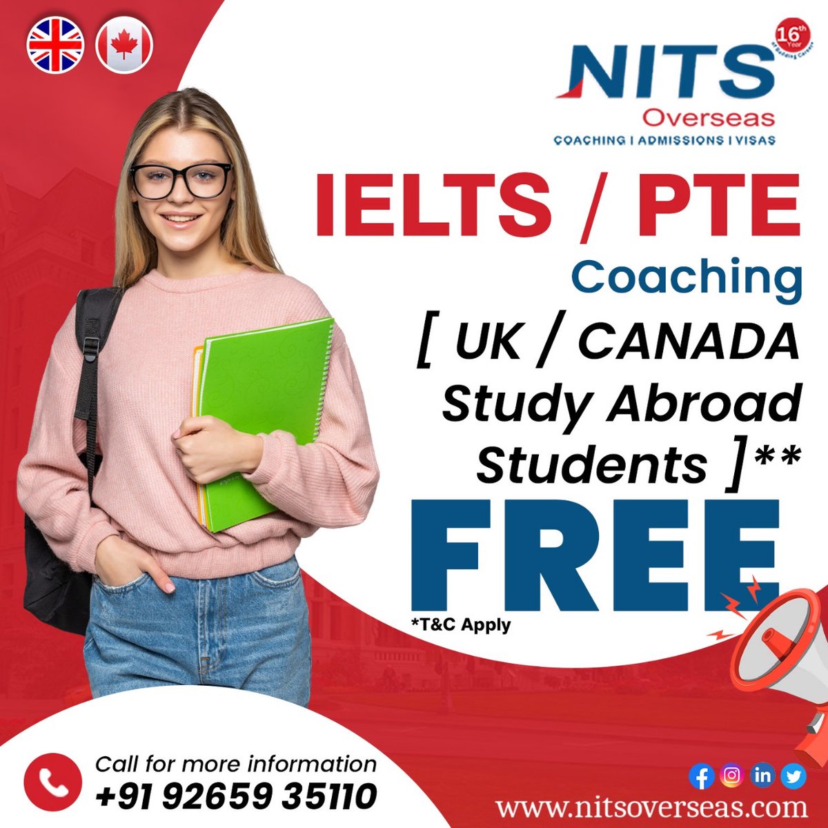 Why wait to chase your dreams? Jumpstart your study abroad journey with our FREE IELTS/PTE coaching, tailored for students aspiring to study in the UK or Canada. Start your transformative journey today!🎓📚

📞: +91 9265935110

#nitsoverseas #studyabroad #education #ielts
