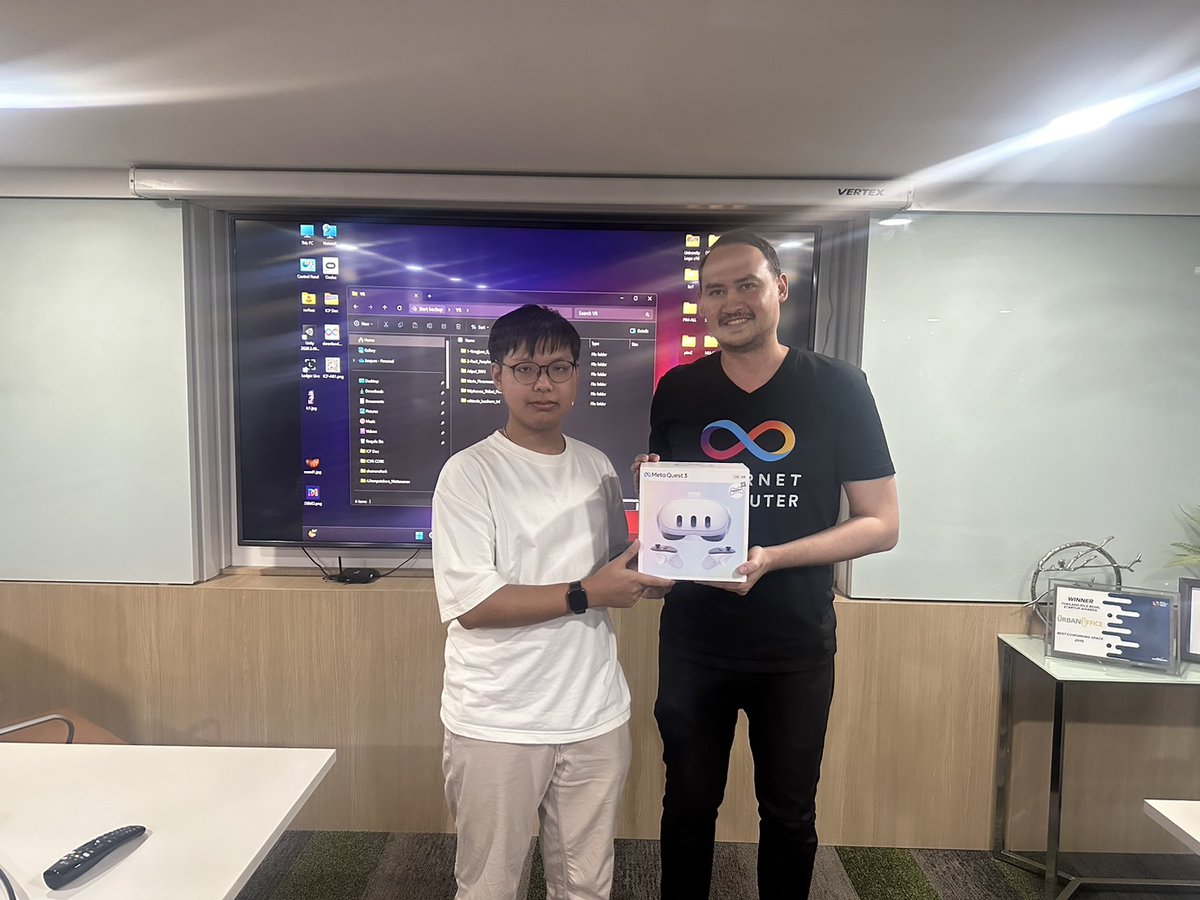 demo_democorp's tweet photo. 🎊🏆 Congratulations to winners for their triumphant win at the VR Metaverse competition during the ICP Red Pill Event BKK! Their innovative #VR creations pushed boundaries and redefined the digital frontier.

ขอแสดงความยินดีกับผู้ชนะในการแข่งขัน VR Metaverse ที่งาน ICP Red Pill Event BKK ที่ผ่านมาด้วยนะคะ 👏👏

🥇1st prize  
Younjune B from TNI
สถาบันเทคโนโลยีไทย-ญี่ปุ่น

🥈2nd prize 
Pavit Paophan from TNI
สถาบันเทคโนโลยีไทย-ญี่ปุ่น

🥉3rd prize 
Wittawin Luachom from TNI 
สถาบันเทคโนโลยีไทย-ญี่ปุ่น

🏅4th prize 
Wiphawee Thibet from PIM 
สถาบันการจัดการปัญญาภิวัฒน์

🏅5th prize 
Atipol from SWU 
มหาวิทยาลัยศรีนครินทรวิโรฒ องครักษ์

#DemoCorporation #WorldComputer #internetcomputer #CryptoCloud #ChainKey #MultiChain #BitcoinDeFi #ckBTC #SNS #ICPeople #ICPHubThailand #ICPSynergyLabs #SynergyLabs #ThaiOnChain #ICVR #ICVRFramework #TheIslandCollective #VRMetaverse