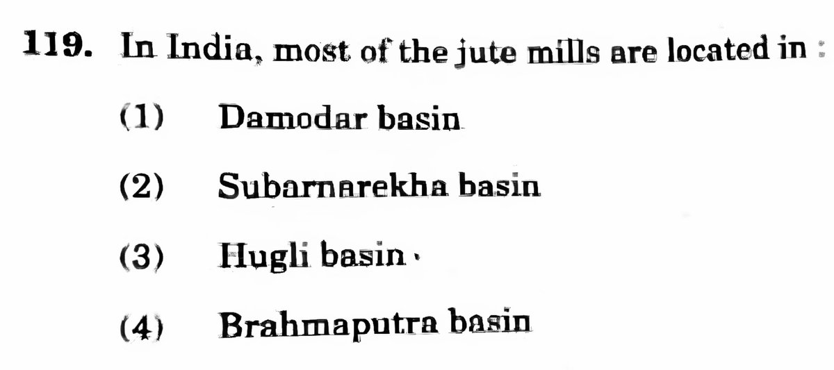 EXAM - APPSC GROUP 1 2024

ln lndia, most of the jute mills are located in? 

#UPSC #UPSCPrelims2024 #UPSC2024 #APPSC