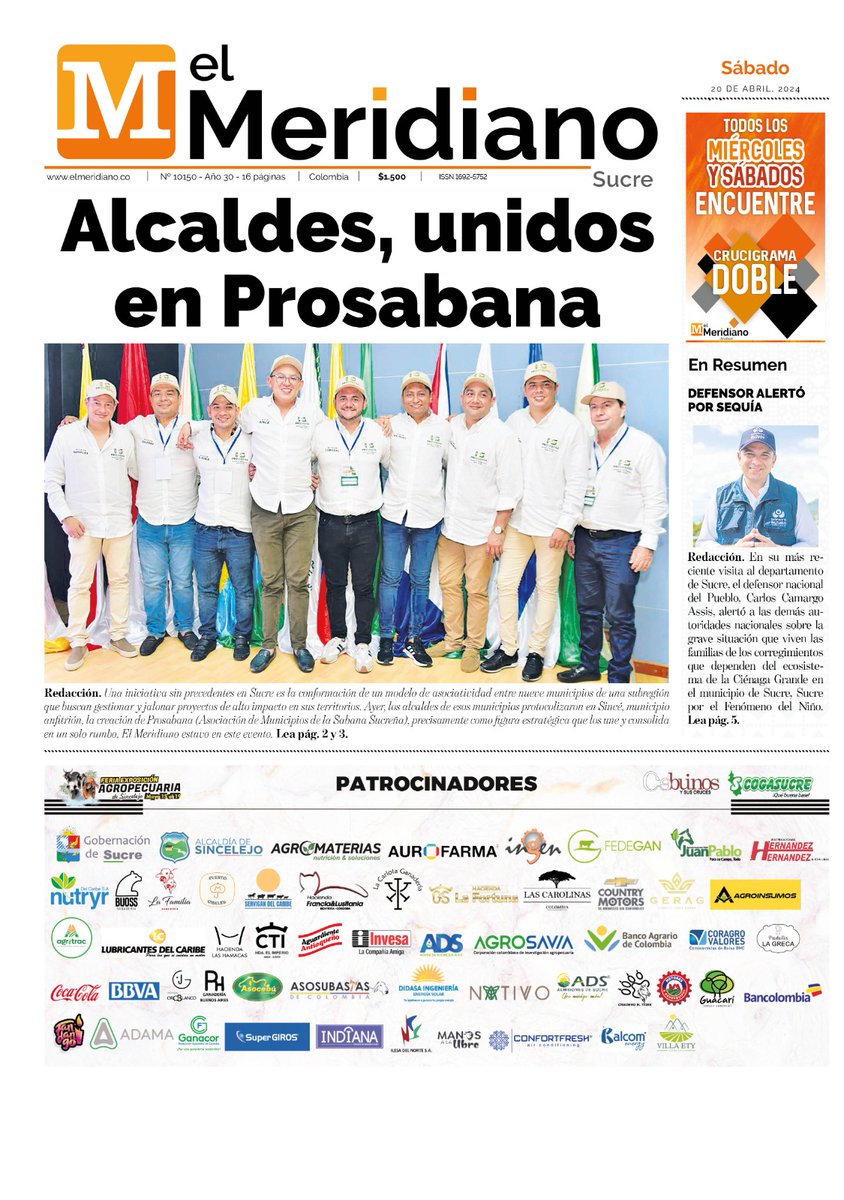 #PrimeraPáginaSucre #20Abril

#LaVerdadSinAfán 
#ElMeridianoTeubica 
#LíderesEnSucre #Noticias 

Lea todas nuestras noticas en elmeridiano.co