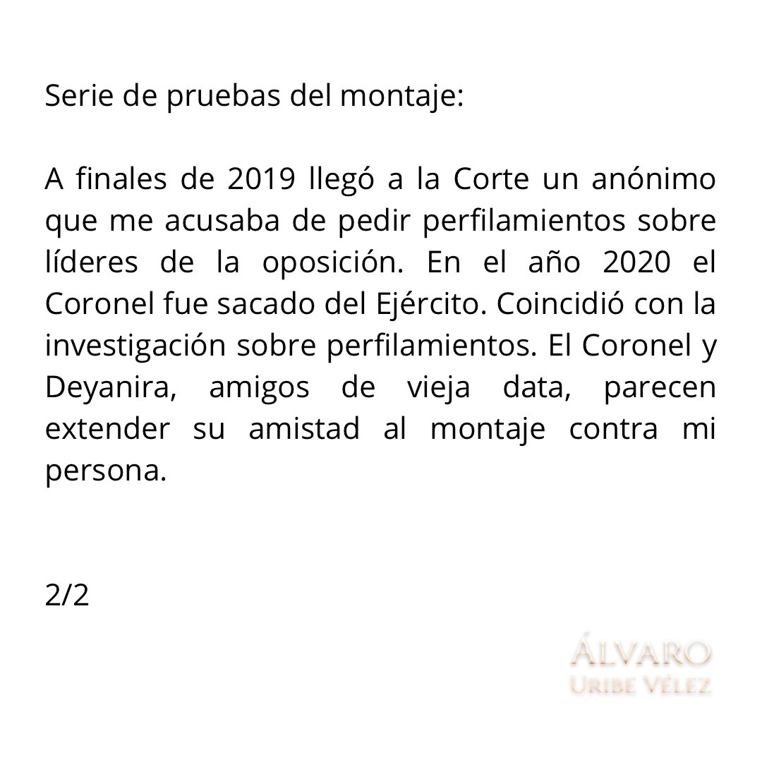 AlvaroUribeVel's tweet photo. Serie de pruebas del montaje: 

6. En 2014 Santos me arma acusaciones. Un Coronel de Inteligencia Militar y Deyanira. https://t.co/uyg01z3GeY