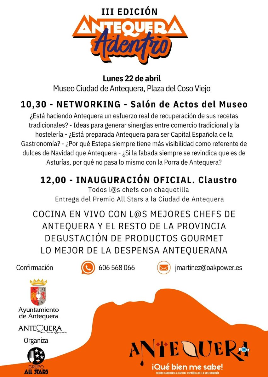 El Networking y la Pasarela Gourmet con las últimas novedades de los productores locales protagonizan la jornada central de la III Edición de #AntequeraAdentro Te esperamos. Más información en marbellaallstars.es/la-iii-edicion…