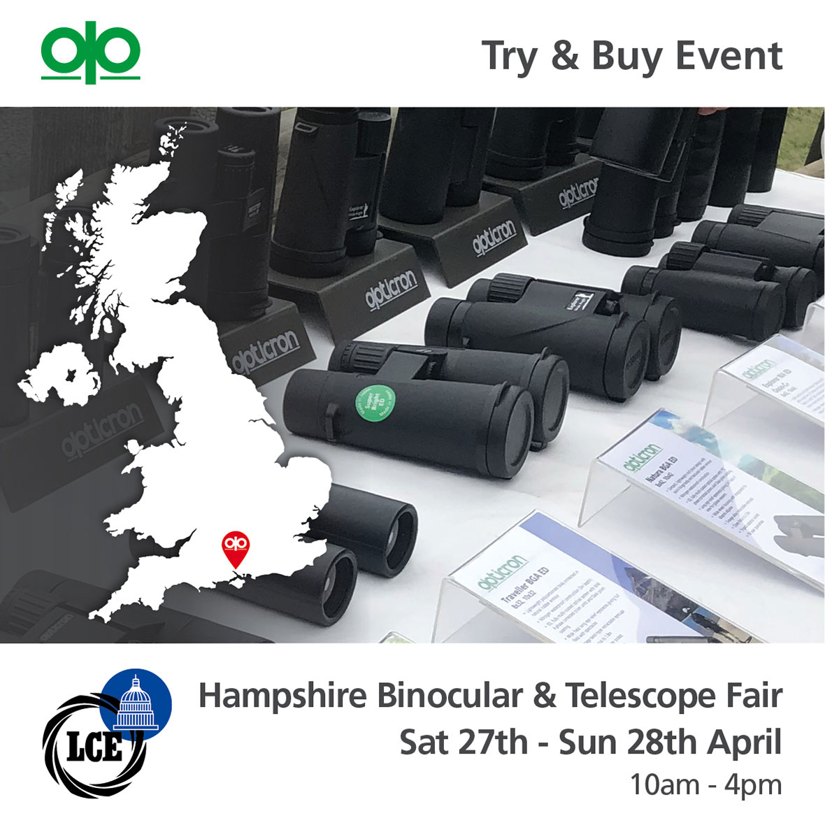 Looking for some new optics? Next weekend you can find us at the following events: 27/04 Potteric Carr Nature Reserve @YorksWildlife 27/04-28/04 Hampshire Binocular & Telescope Fair @LondonCameraExchange We hope to see you there!